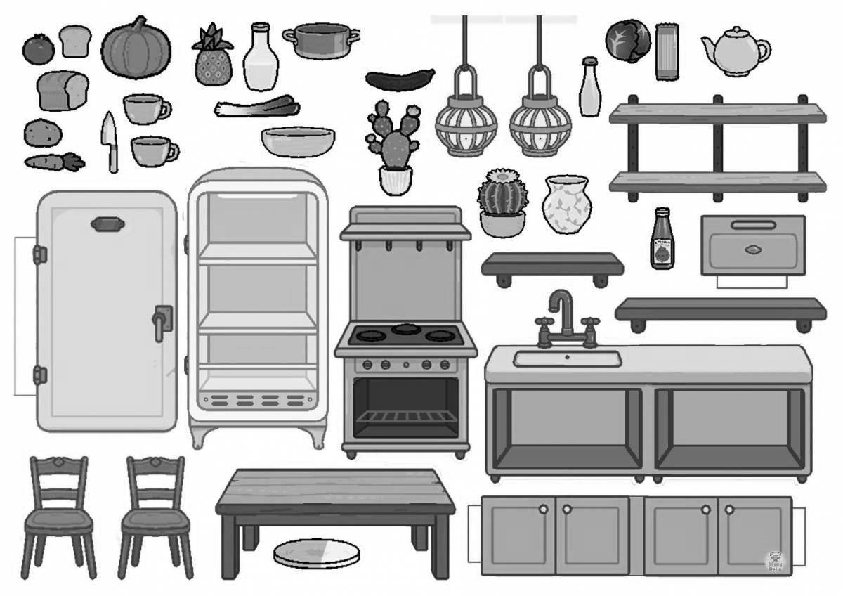 Glittering side furniture coloring page