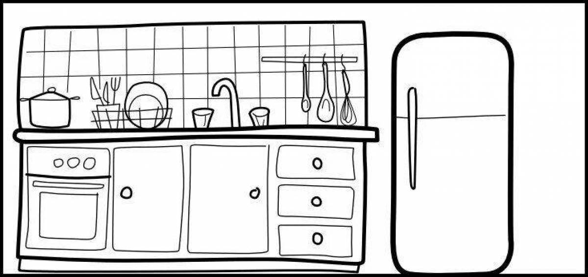 Animated side furniture coloring page