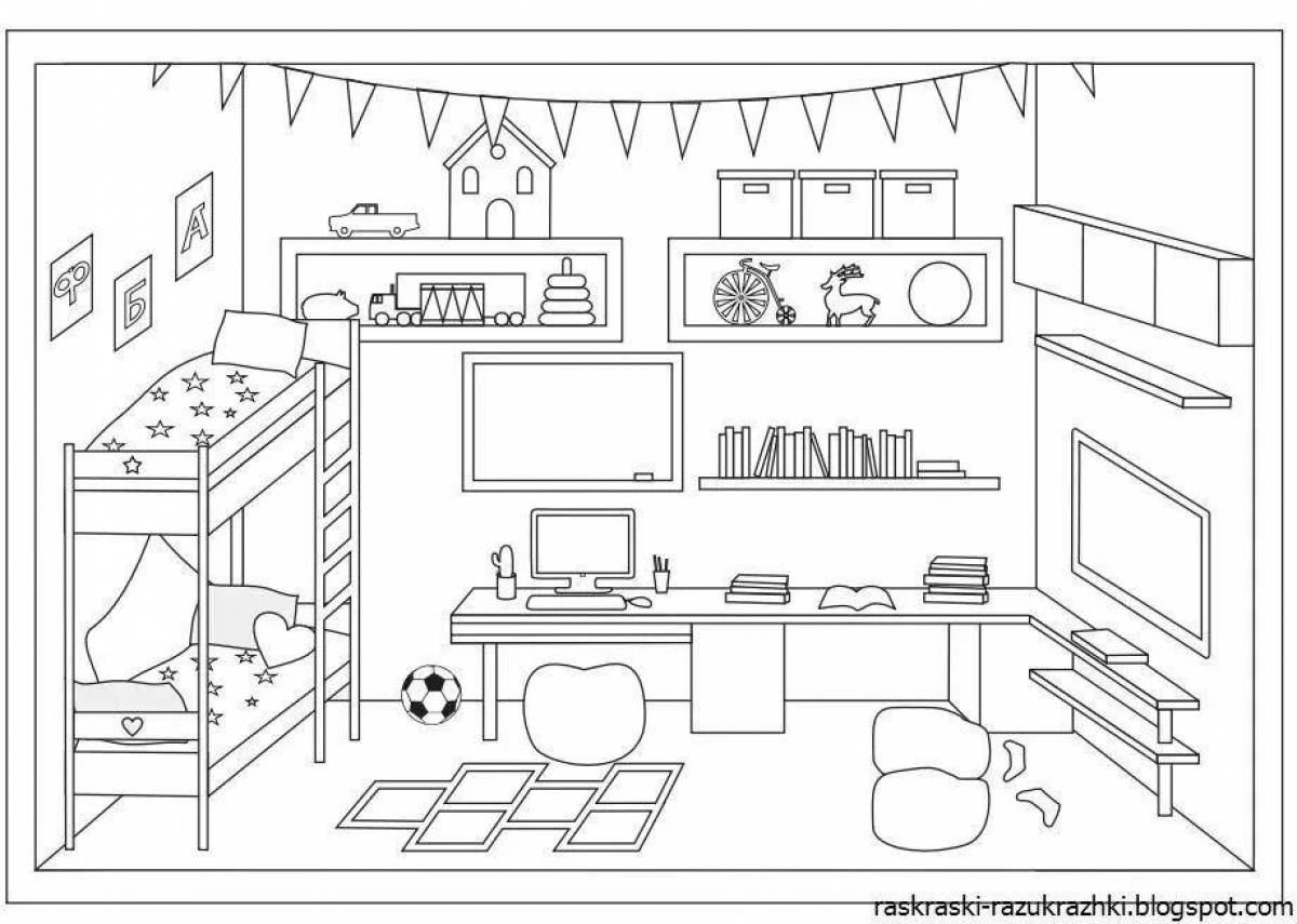 Intricate side furniture coloring page