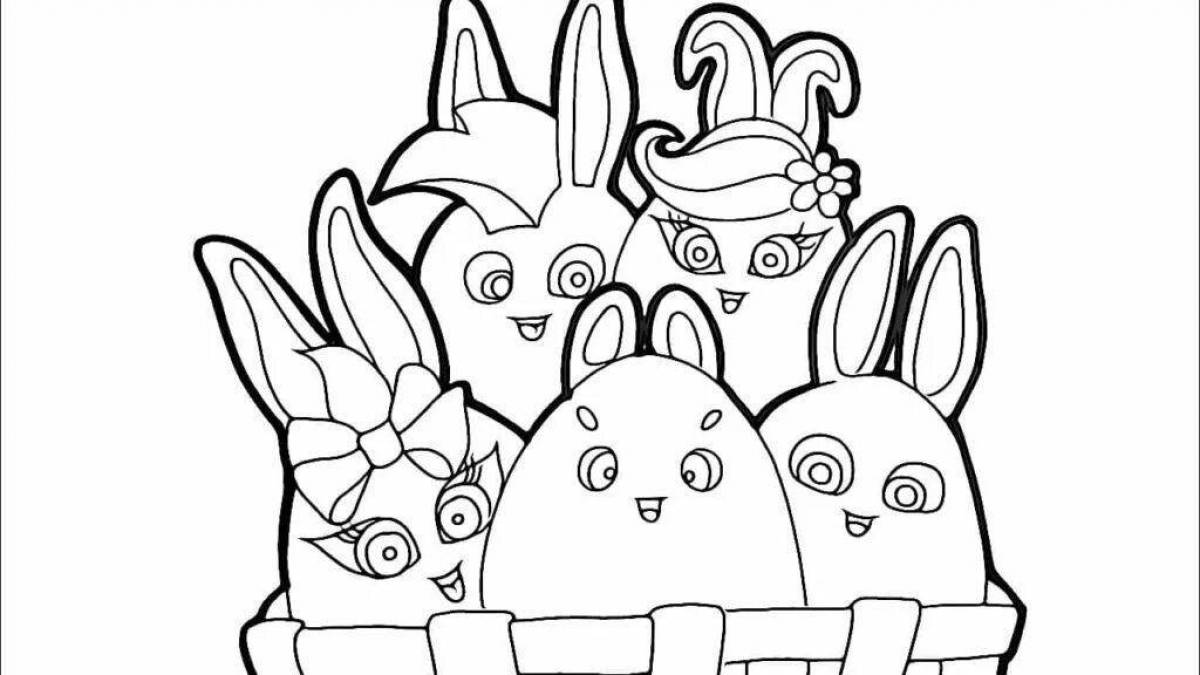 Snuggly coloring page sun bunnies for kids