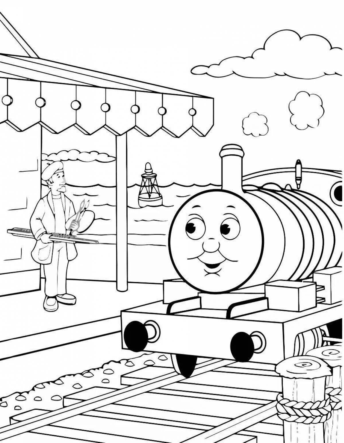 Креативная раскраска поезда томаса для детей