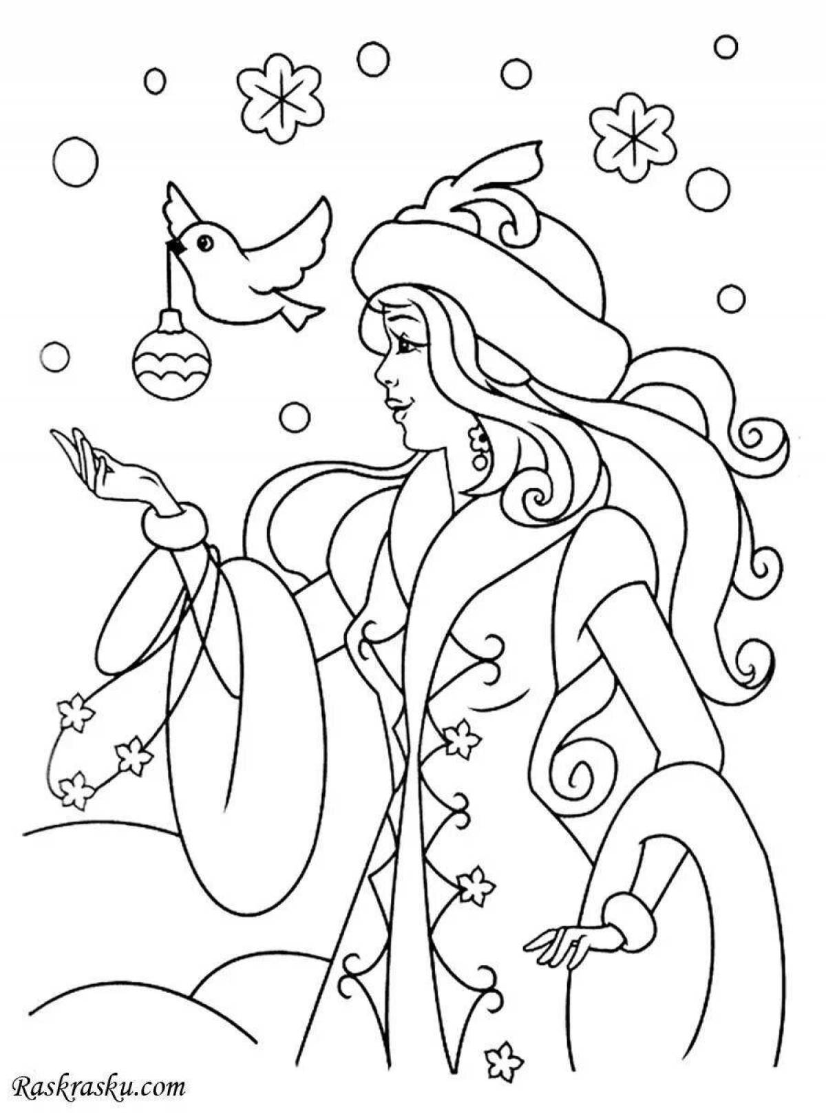 Cute Snow Maiden coloring book