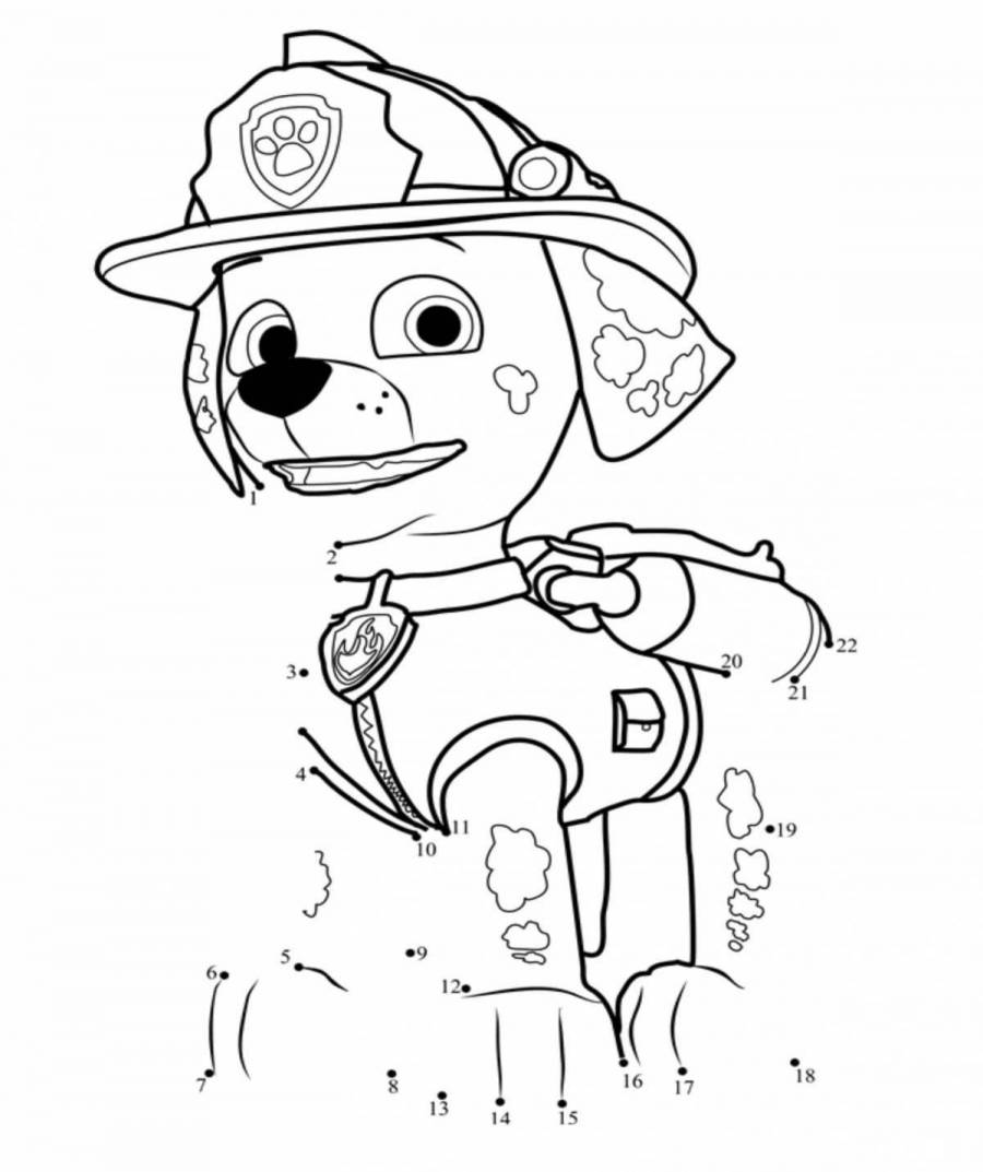 Coloring Pages Paw patrol by numbers (26 pcs) - download or print for ...