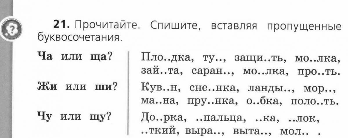 Русский язык 1 класс жи ши ча ща чу щу презентация