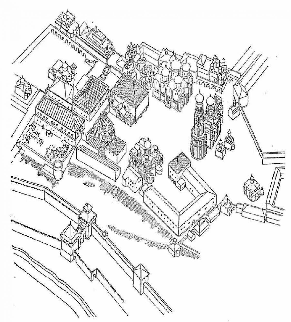 Московский кремль картинка раскрасить