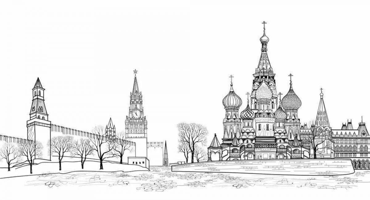 Рисунок раскраска московский кремль