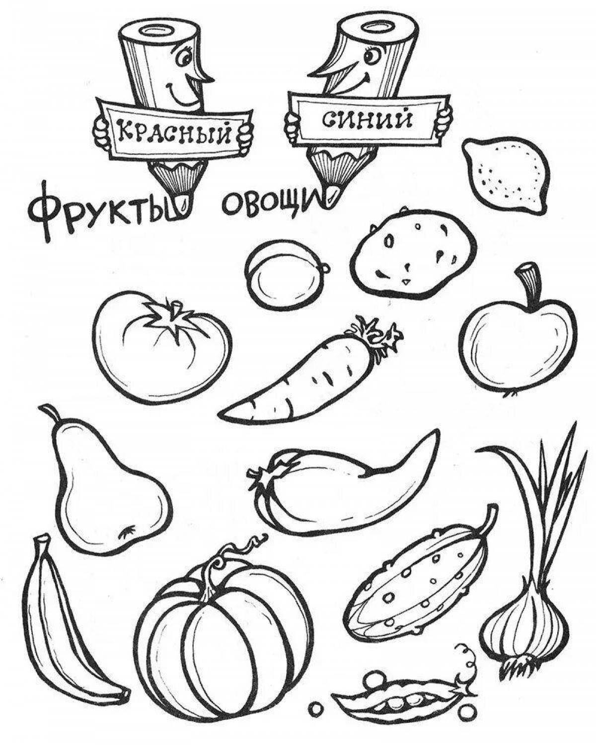 Fun vegetable and fruit coloring pages for kids