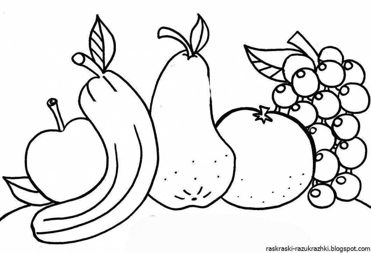 Cute vegetable and fruit coloring page
