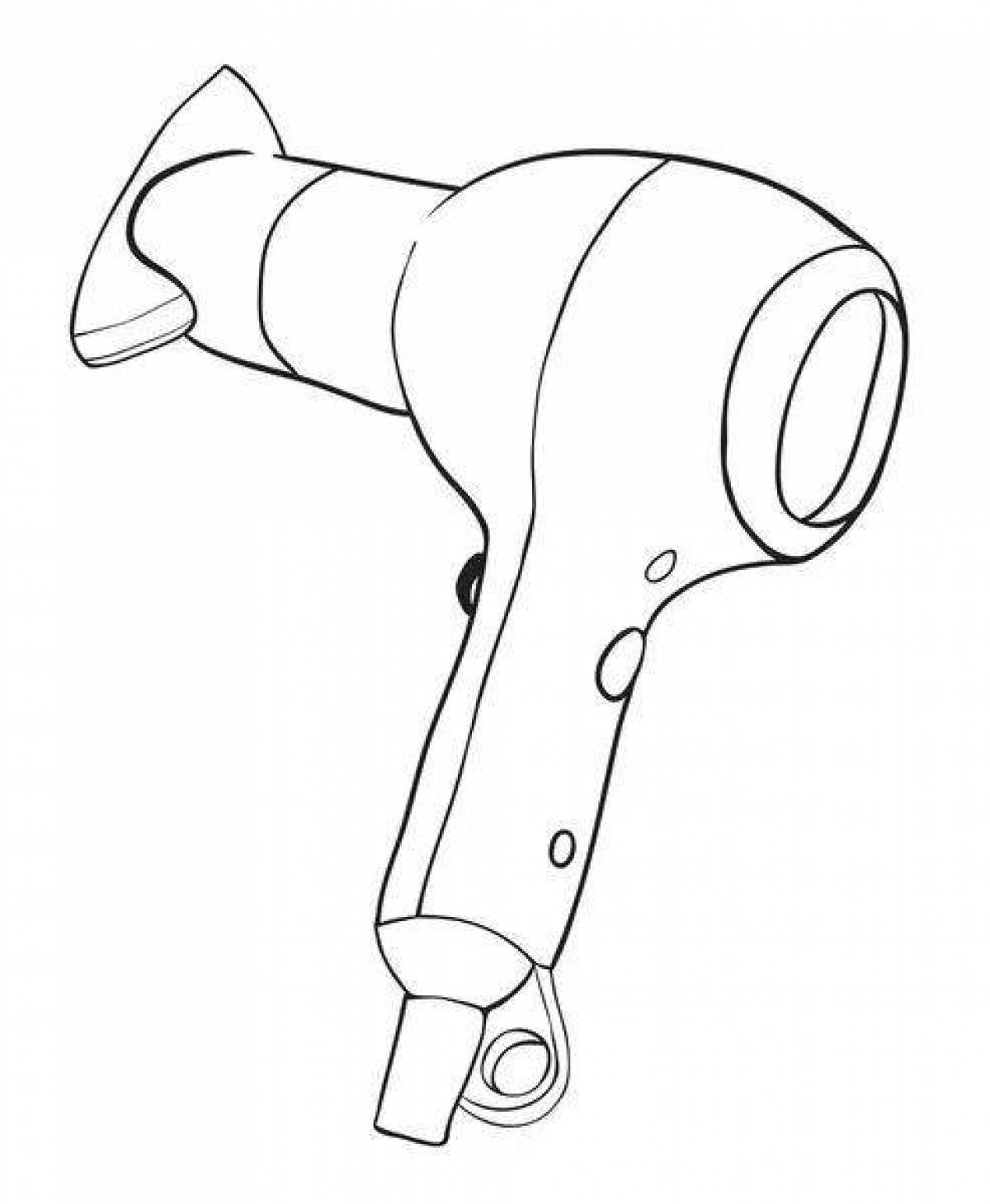 Colorful hair dryer coloring page