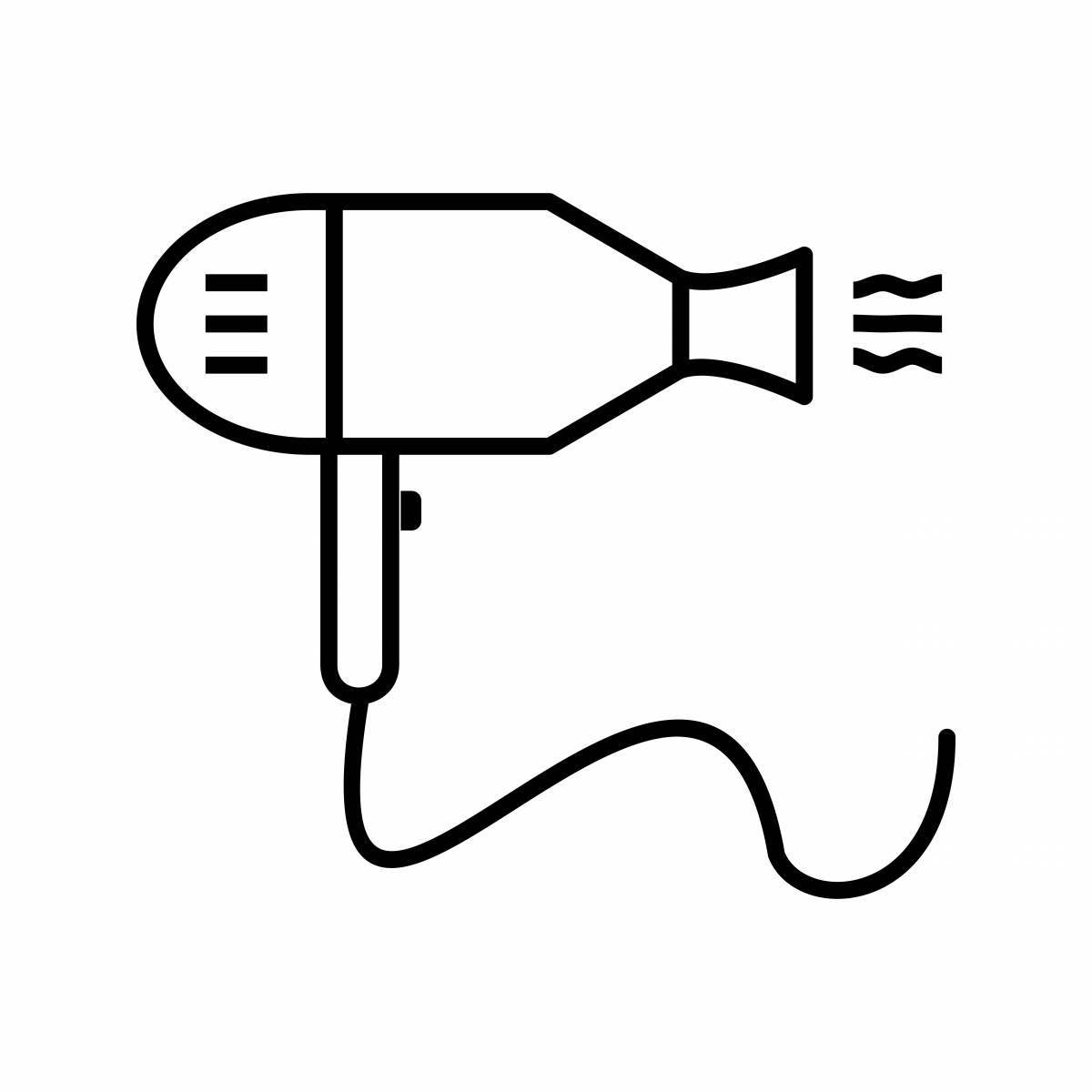 Playful hair dryer coloring page