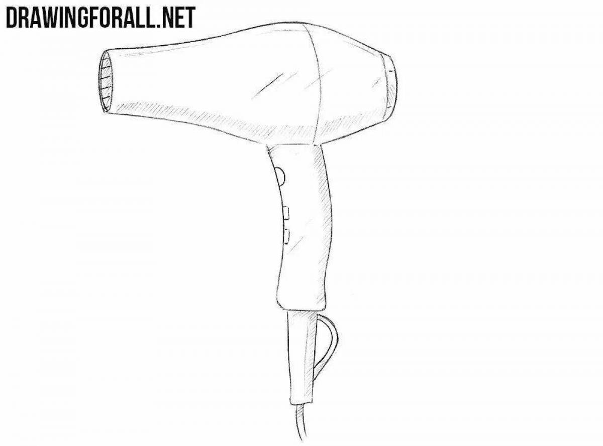 Fat hair dryer coloring page