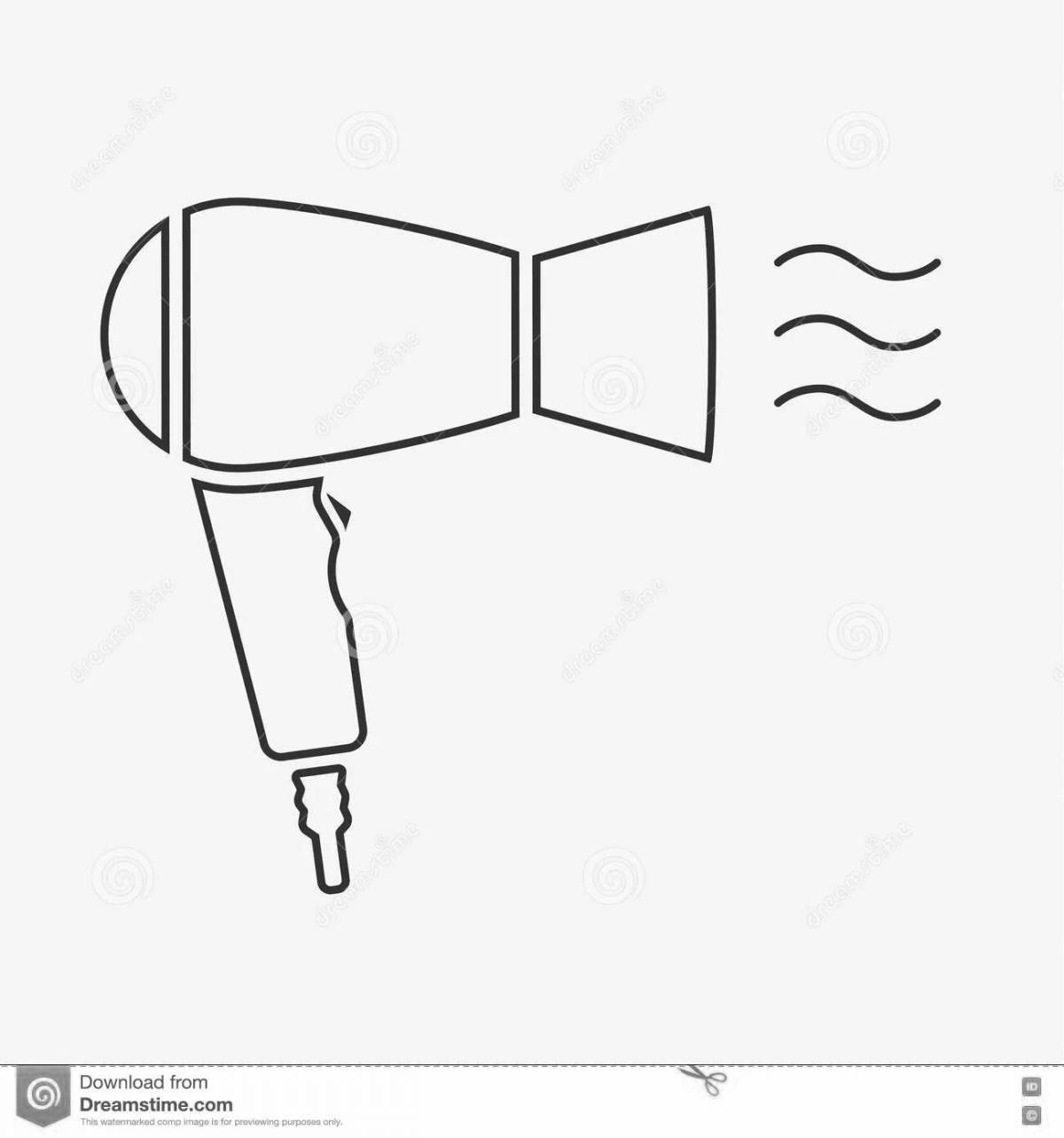 Bright hair dryer coloring page