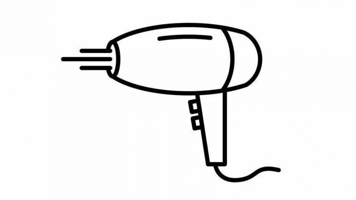 Impressive hair dryer coloring page