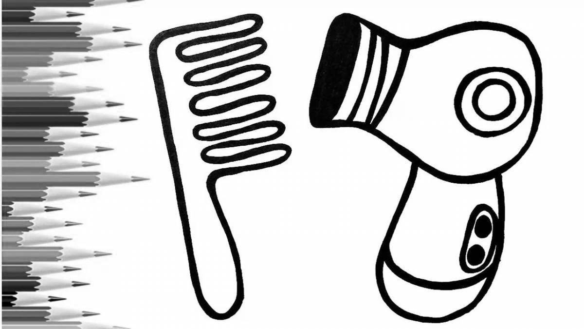 Charming hair dryer coloring page