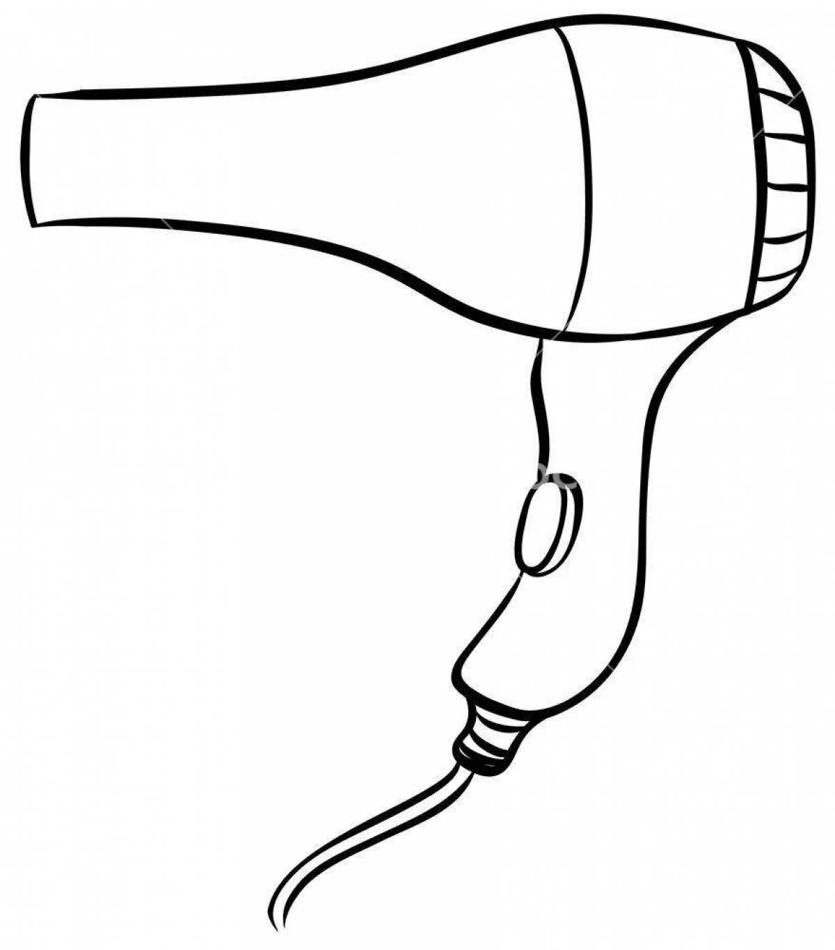 Inviting hair dryer coloring page