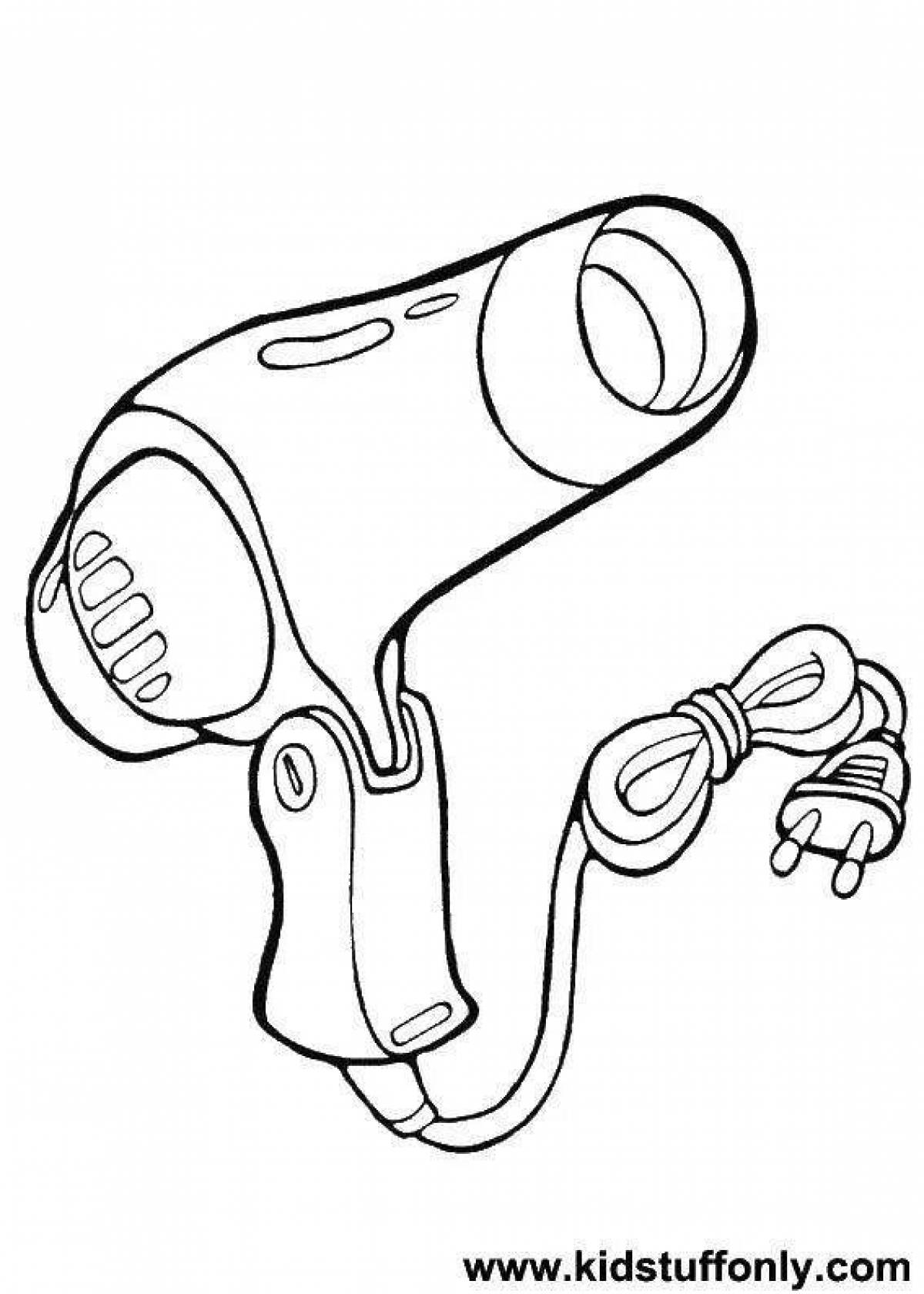 Adorable hair dryer coloring page