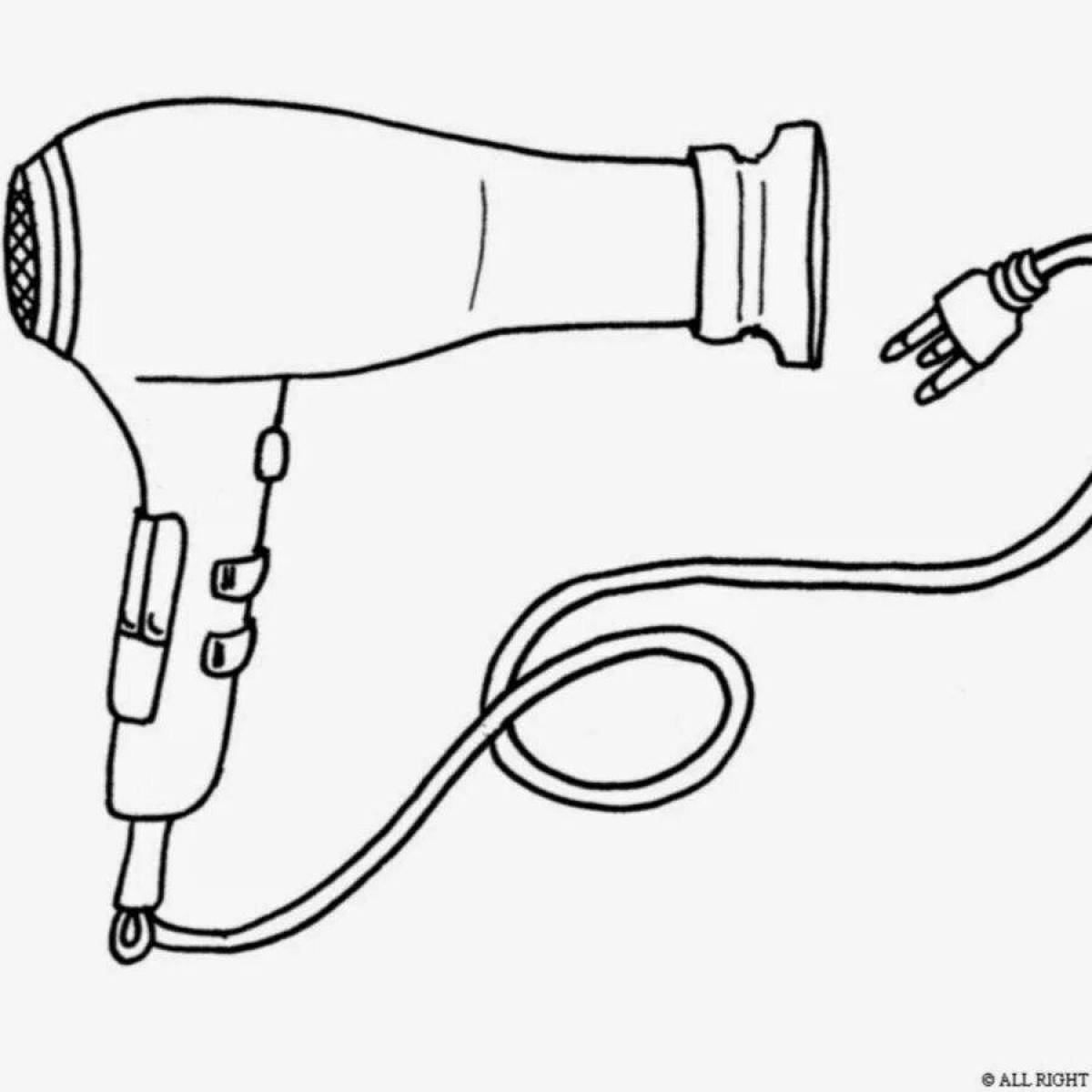 Cute hair dryer coloring page