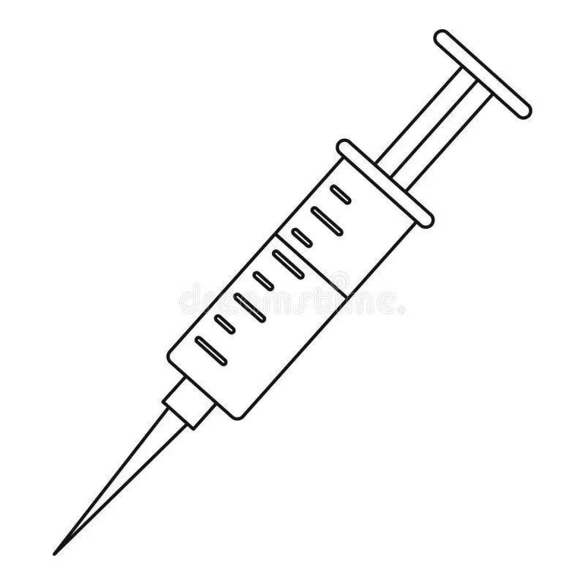 Glowing syringe coloring page
