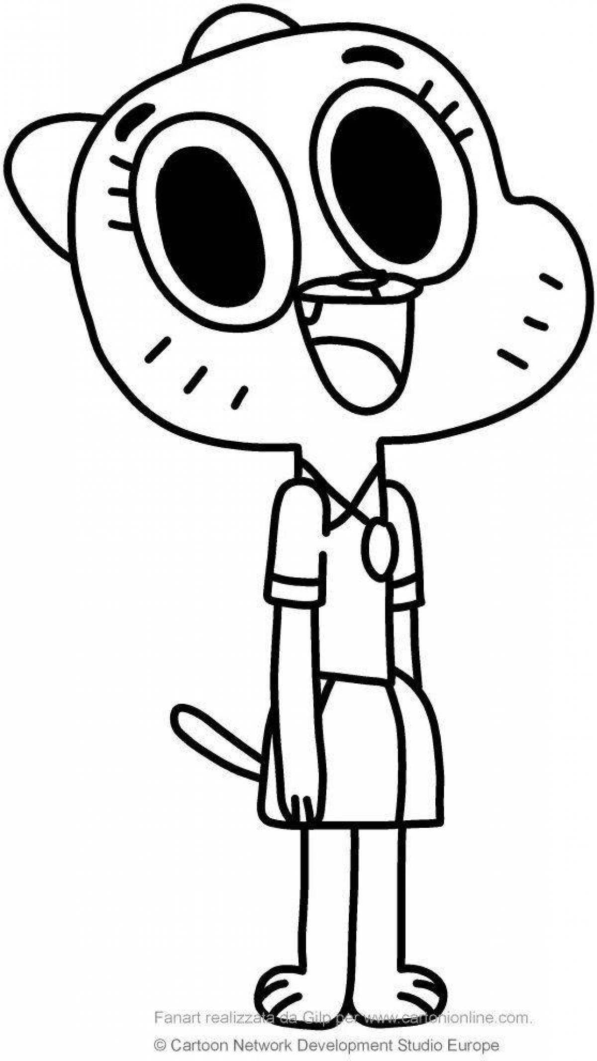 Happy gumball coloring page