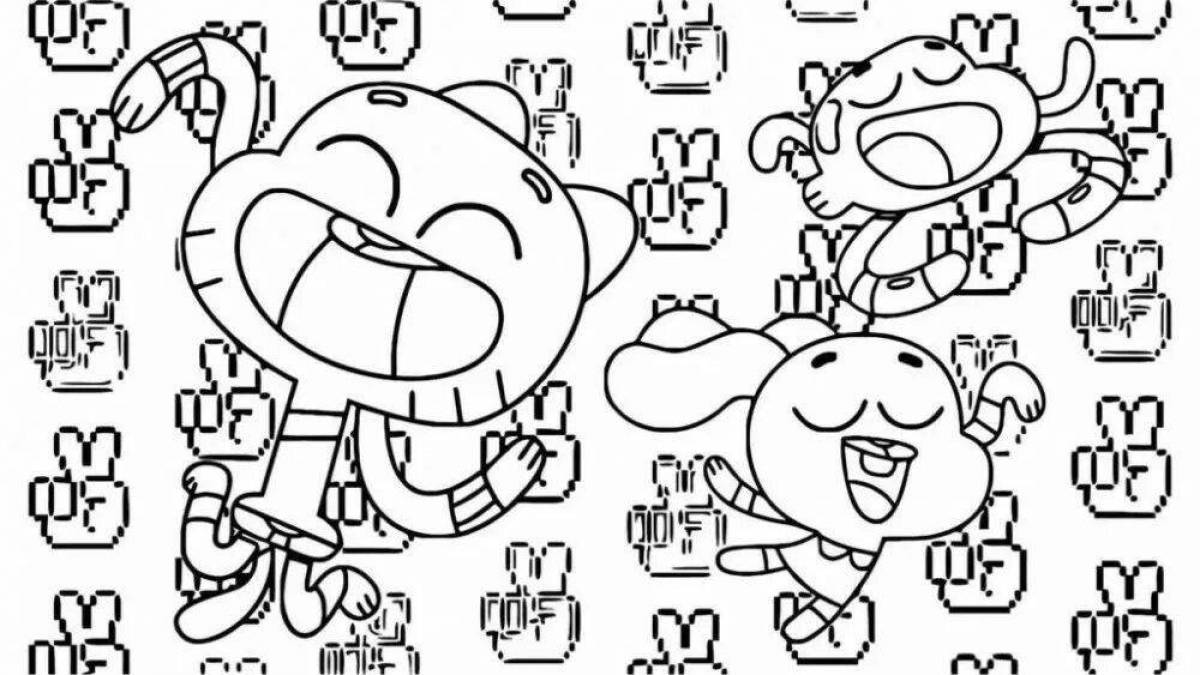 Jovial gumball coloring page