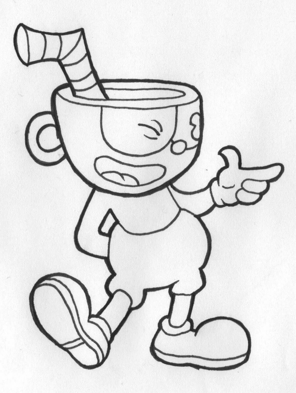 Lovely cuphead coloring page