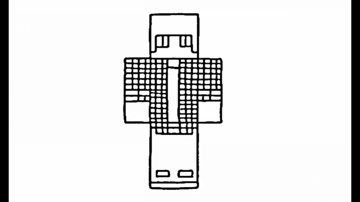 Coloring page of colorful minecraft skins