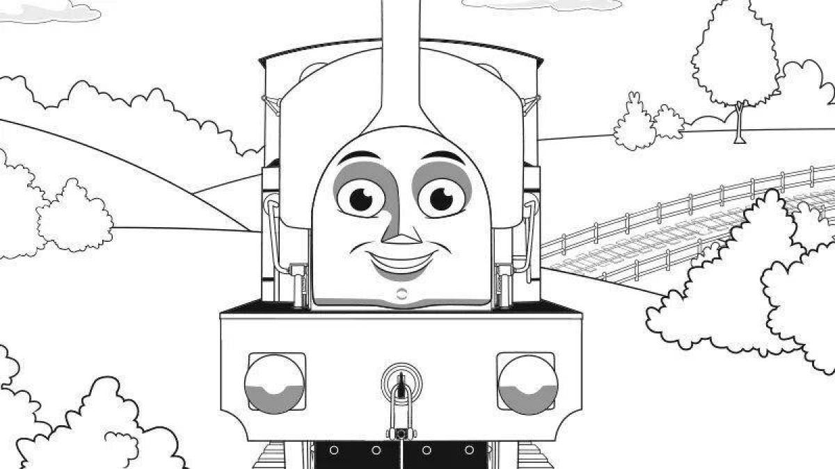 Charlie the nice engine coloring page