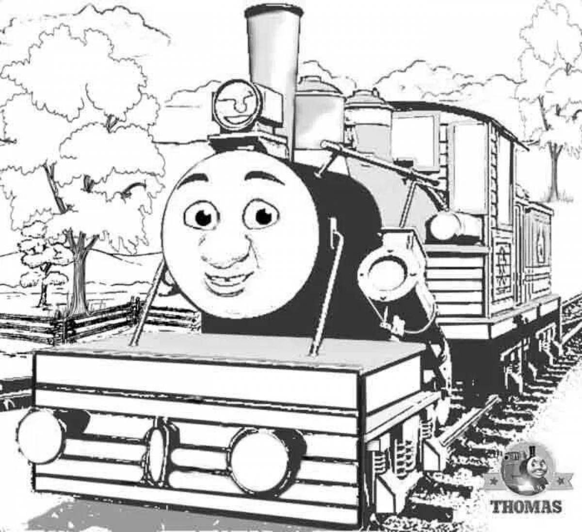 Charlie the adorable engine coloring page