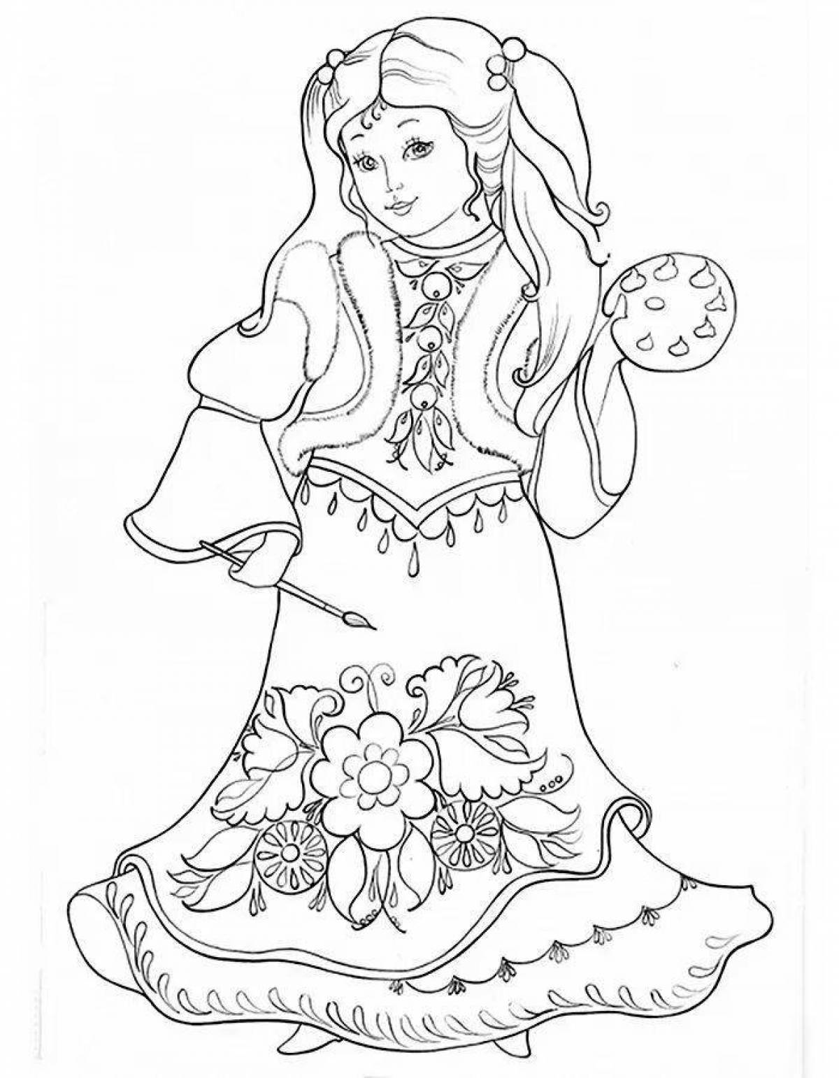 Coloring page gorgeous Russian beauty