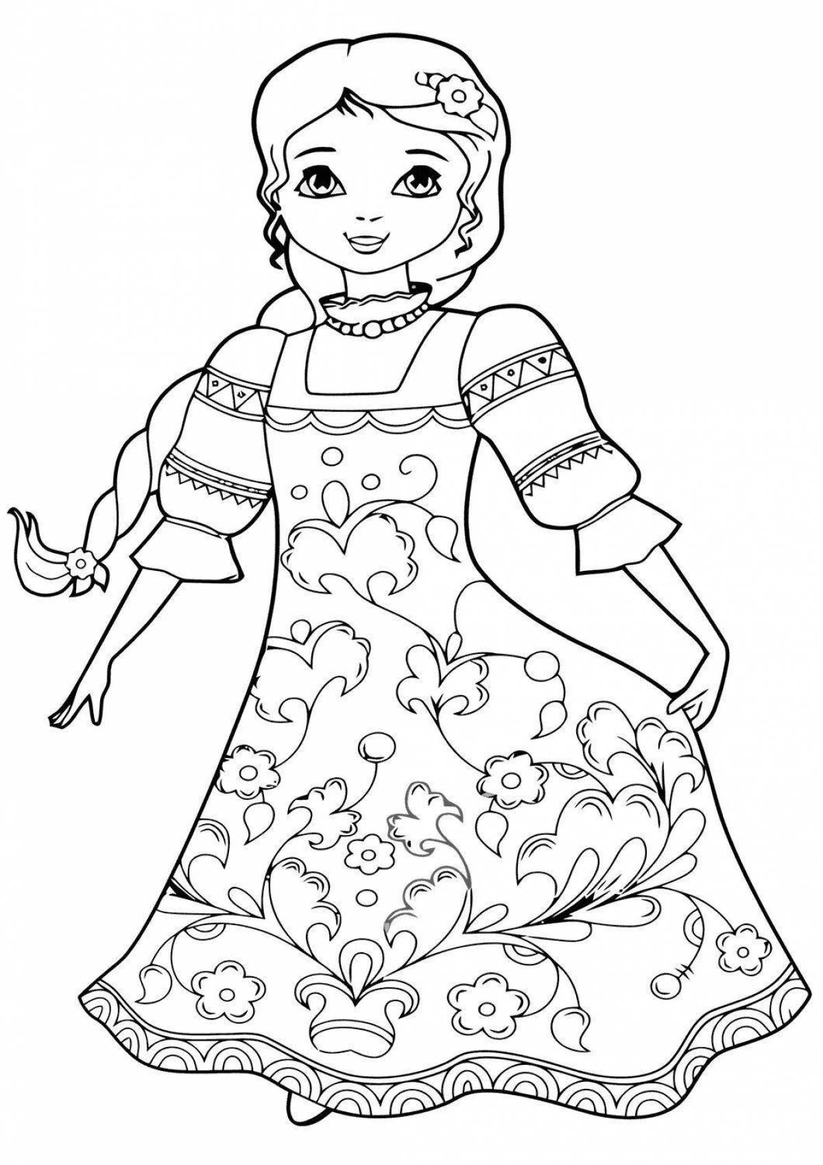 Coloring page glorious Russian beauty