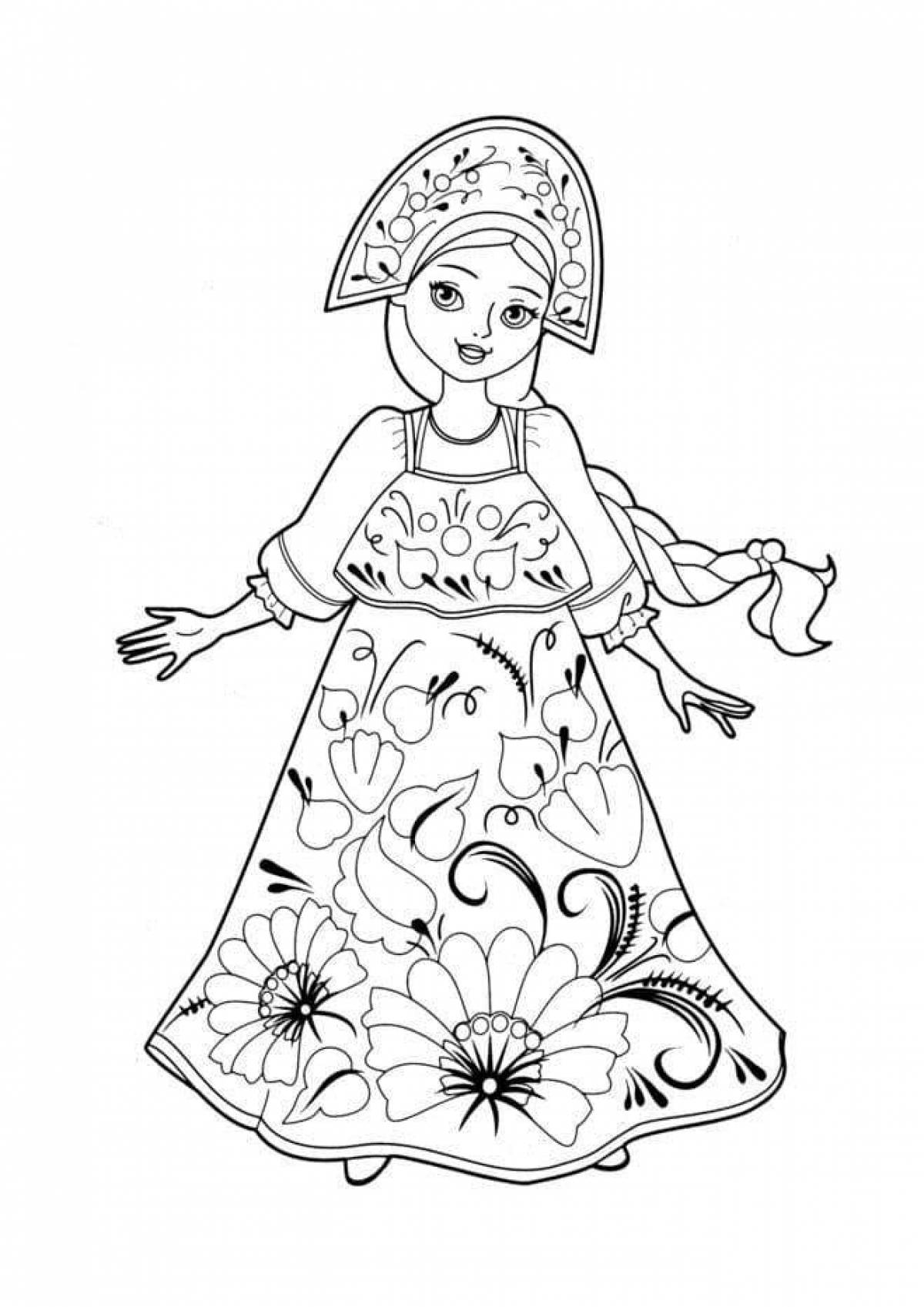 Coloring page alluring Russian beauty