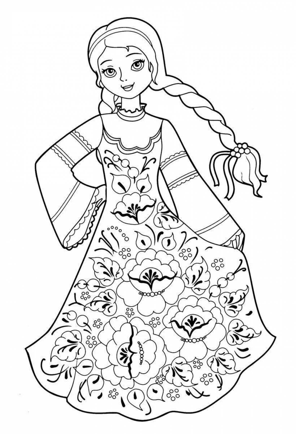 Coloring page mystical Russian beauty