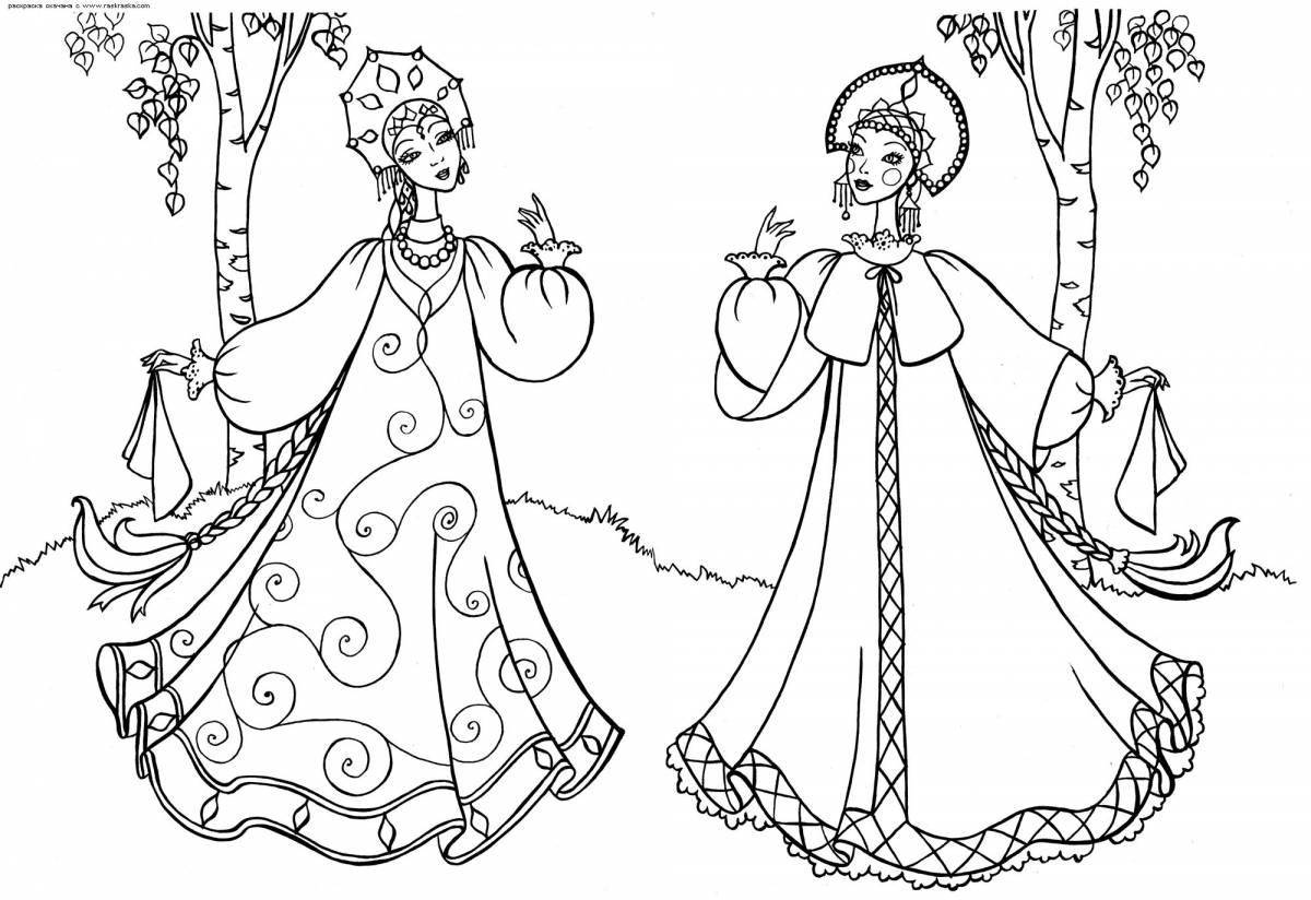 Coloring page spectacular Russian beauty