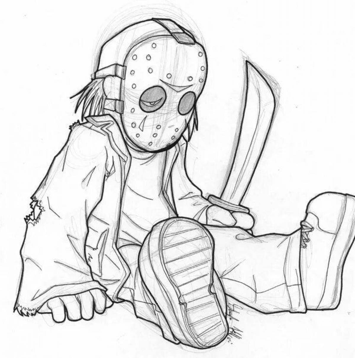 Angry jason voorhees coloring page