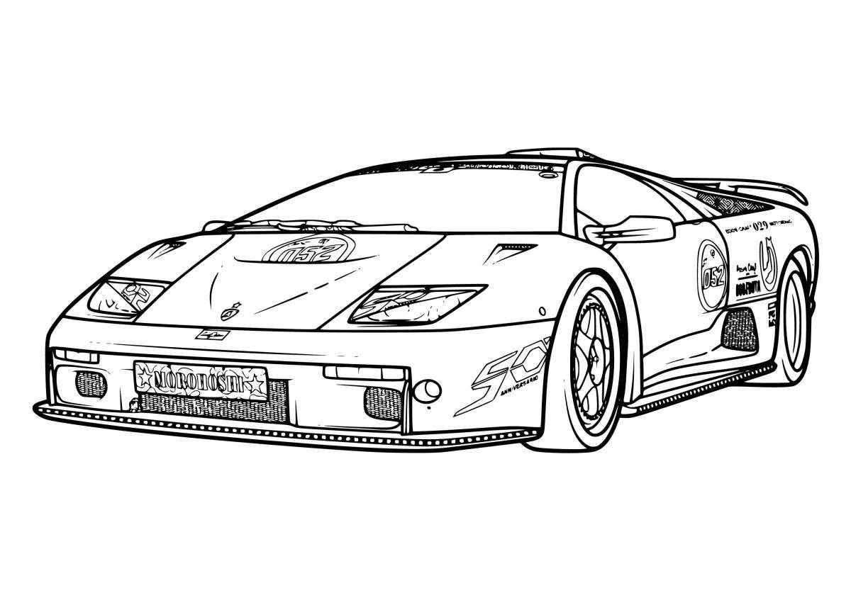 Exquisite racing car coloring page