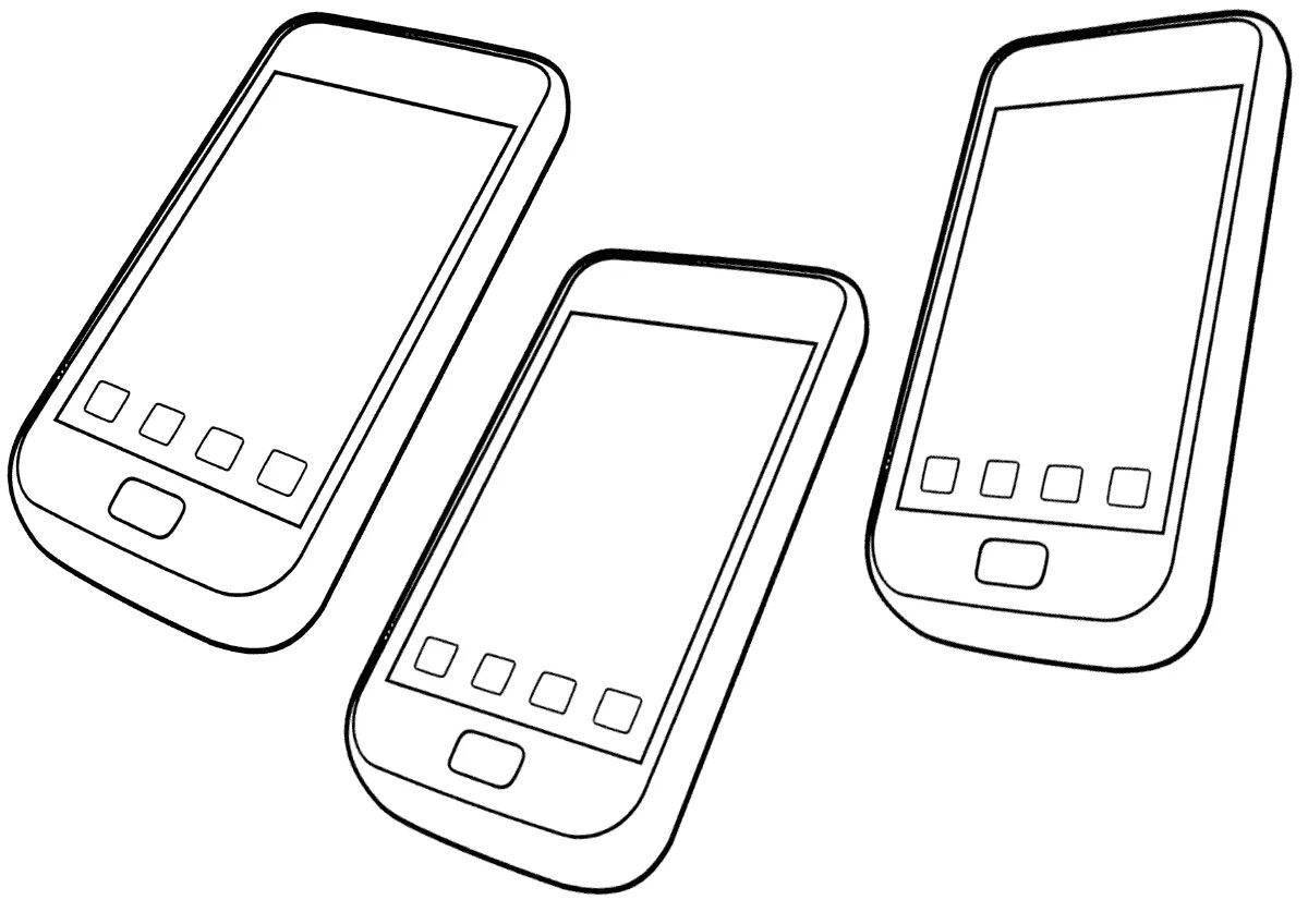 Coloring page cheerful cell phone