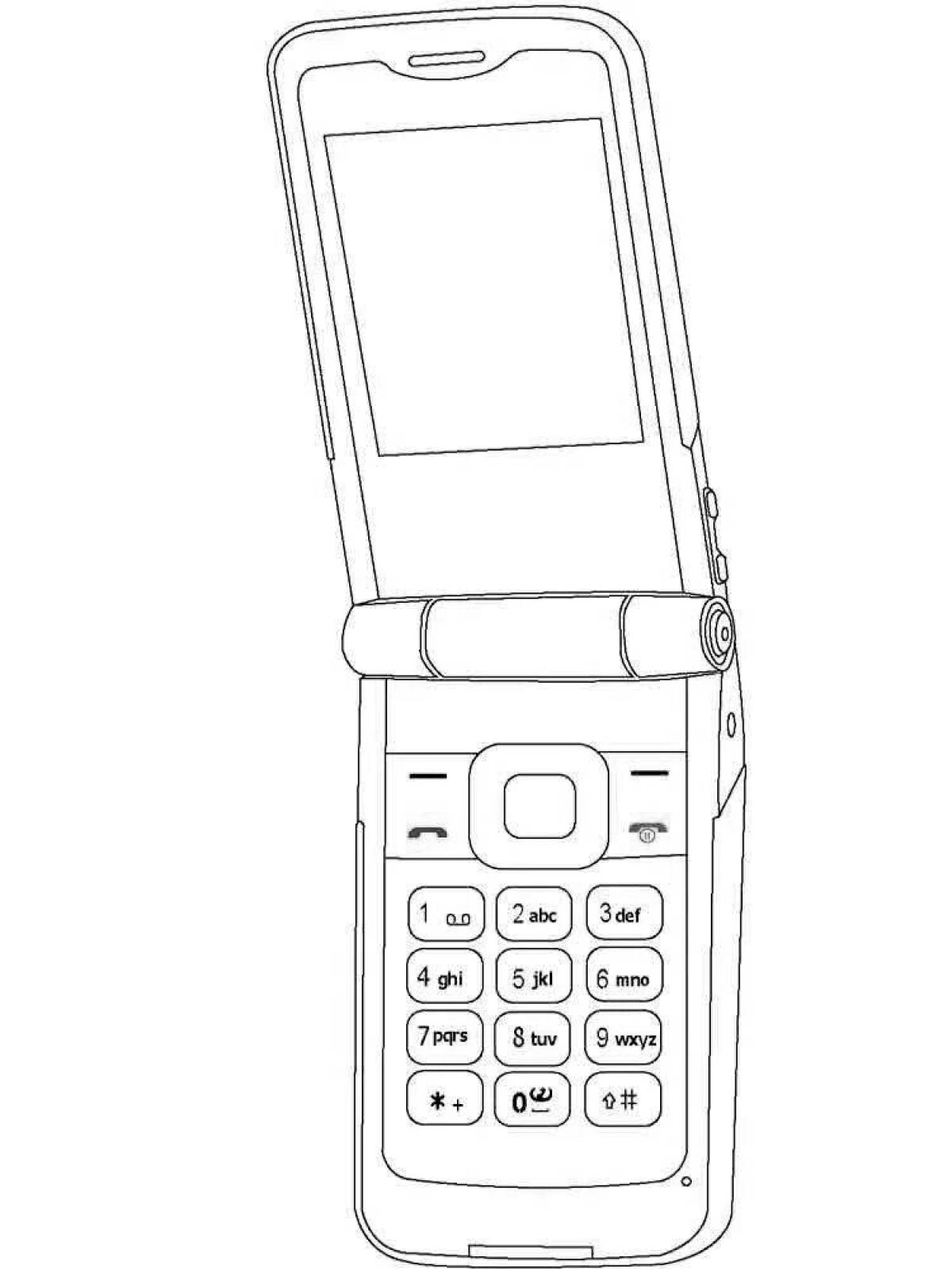 Joyful cell phone coloring page