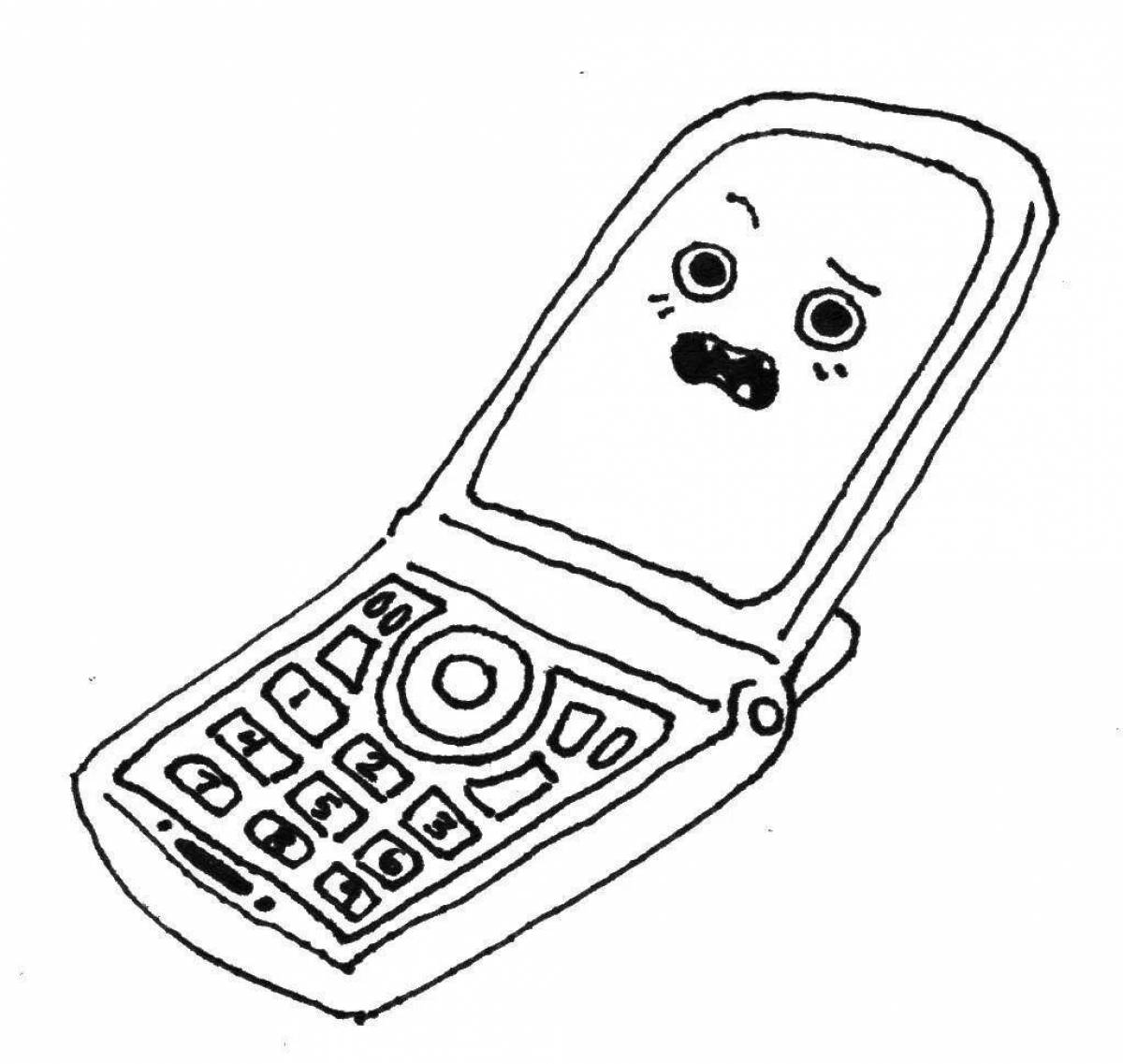 Cute cell phone coloring page