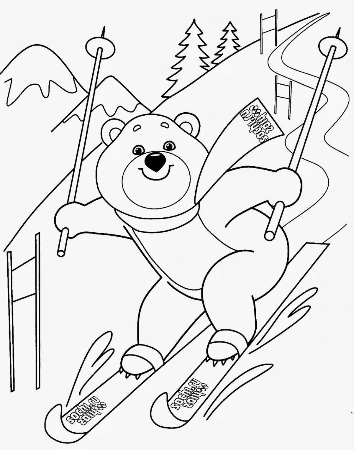 Coloring page playful olympic bear