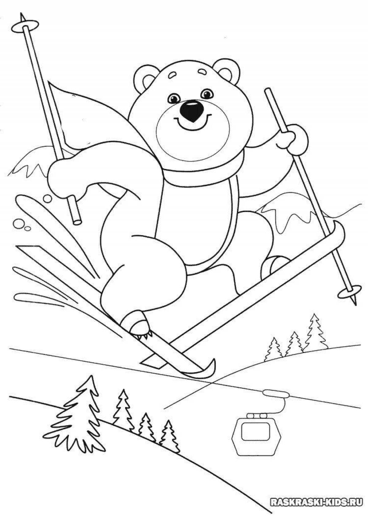 Раскраска энергичный олимпийский медведь