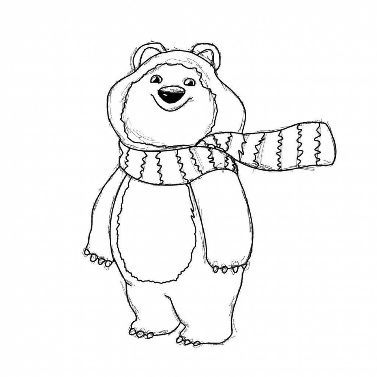 Glittering olympic bear coloring page