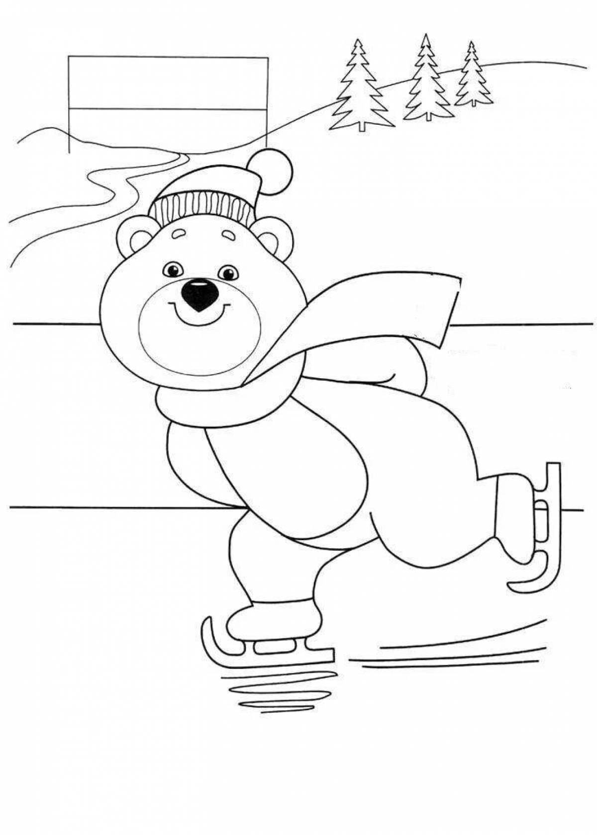 Glamorous olympic bear coloring page