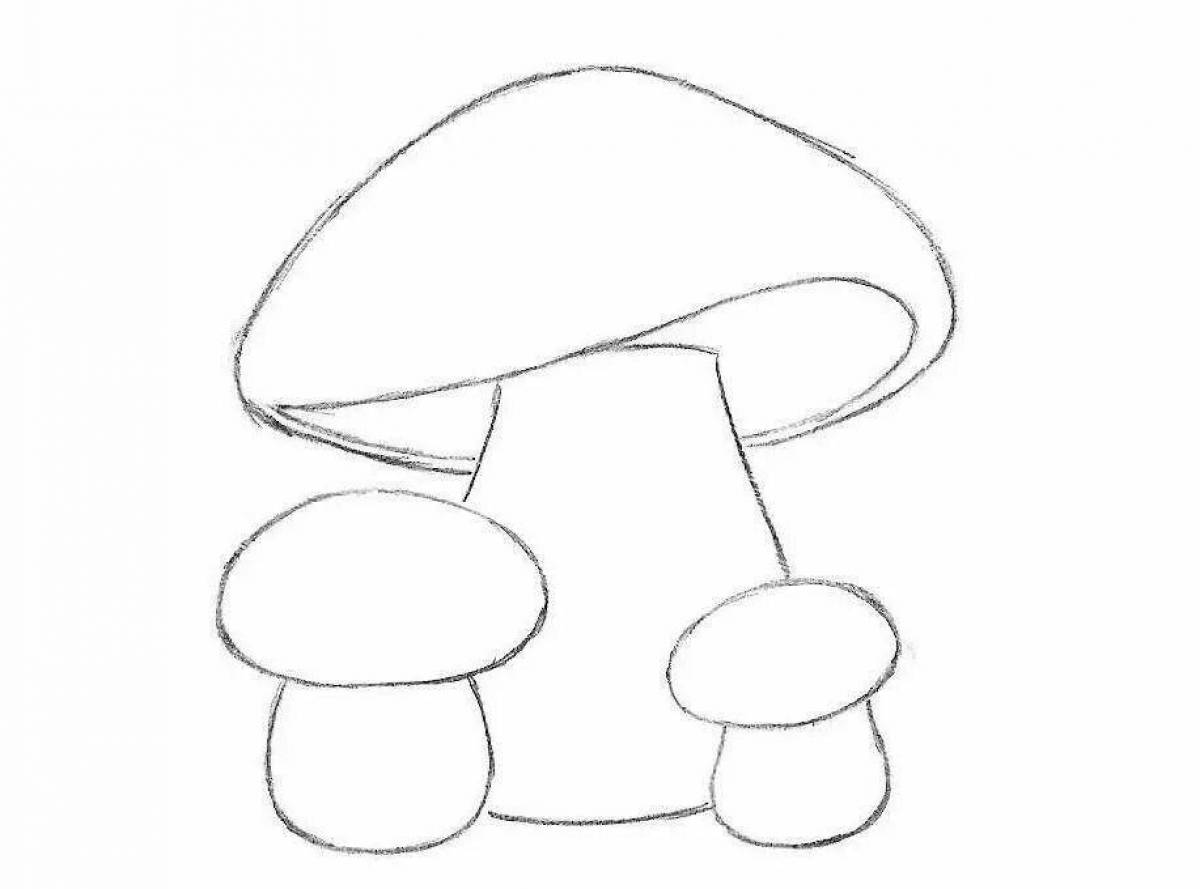 Playful white mushroom coloring page