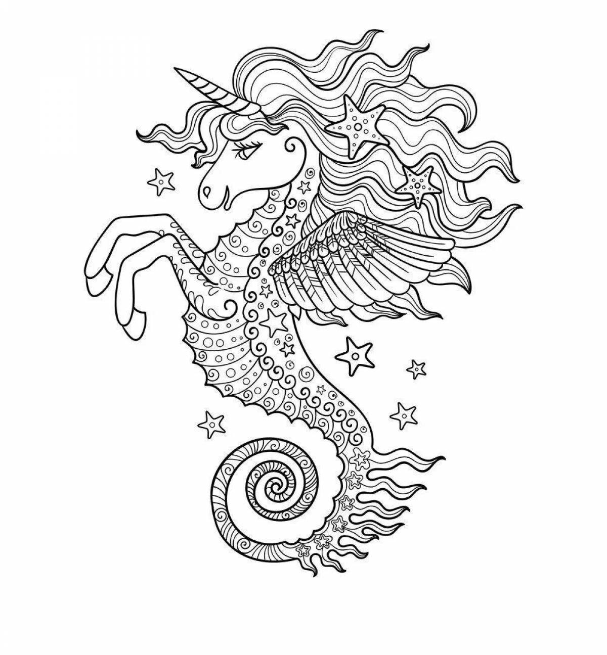 Adorable unicorn mermaid coloring book