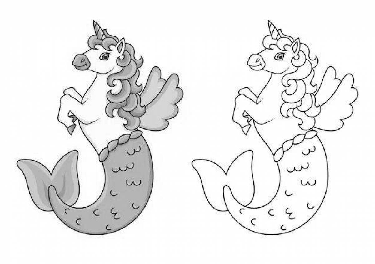 Shiny coloring mermaid unicorn