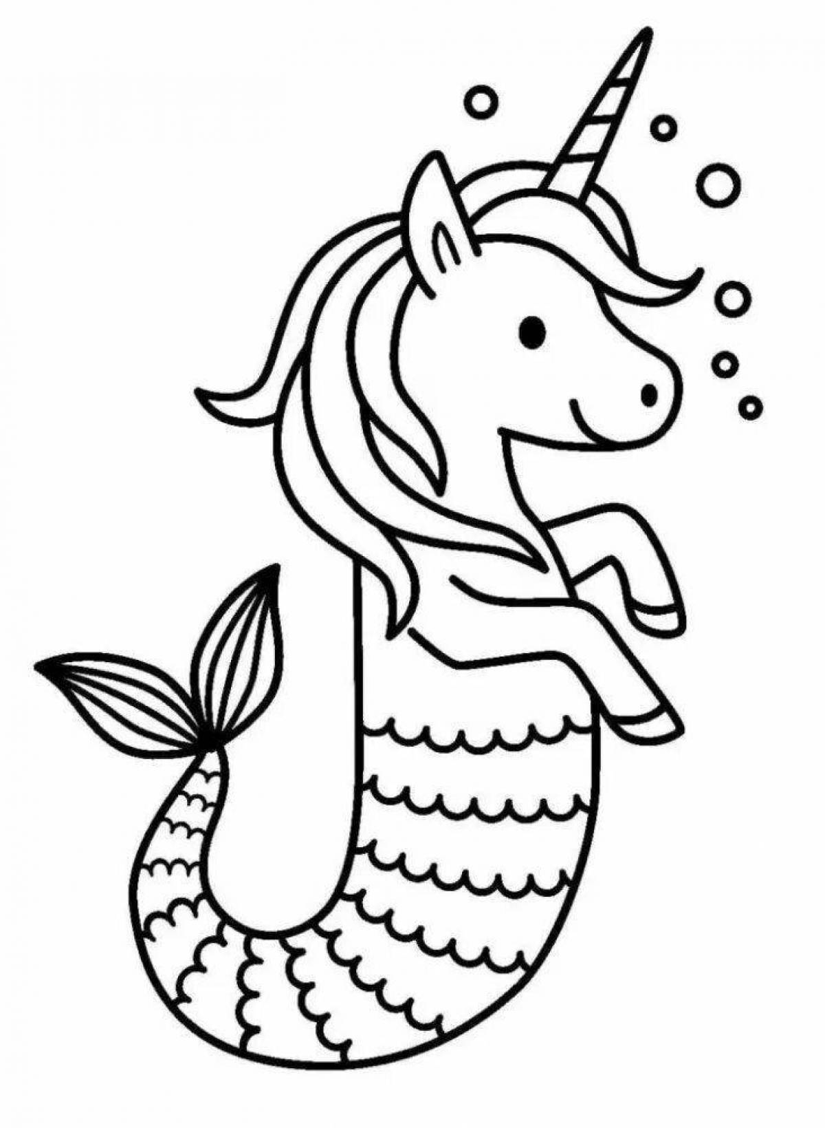 Tempting coloring mermaid unicorn