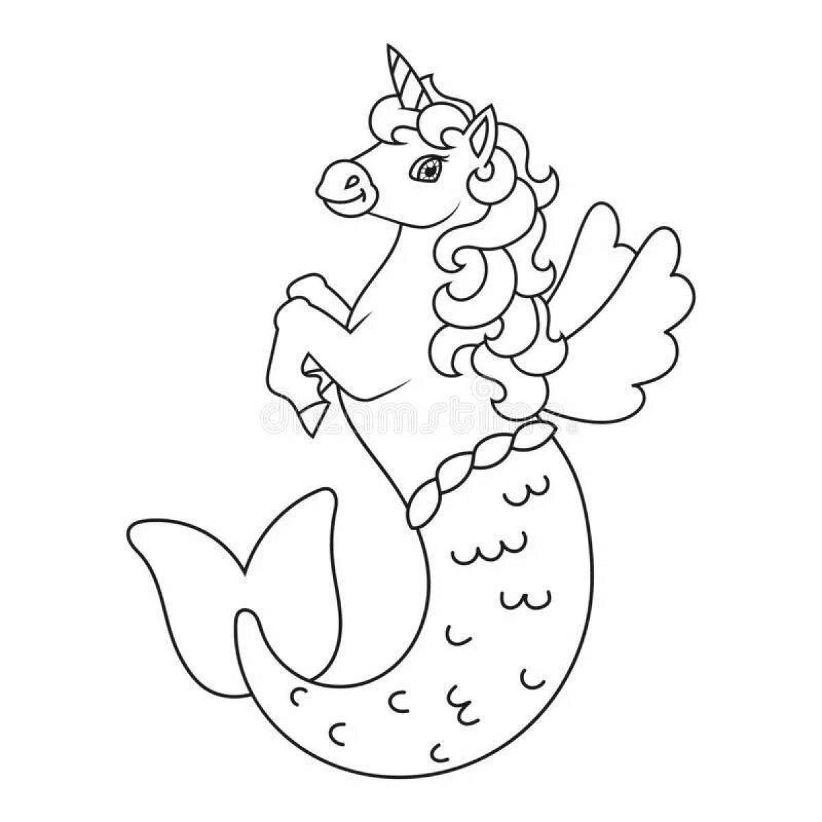 Magic coloring mermaid unicorn