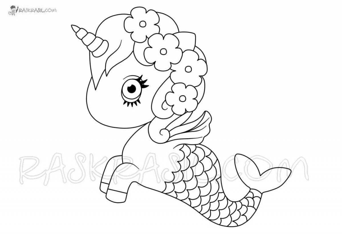 Glorious coloring mermaid unicorn