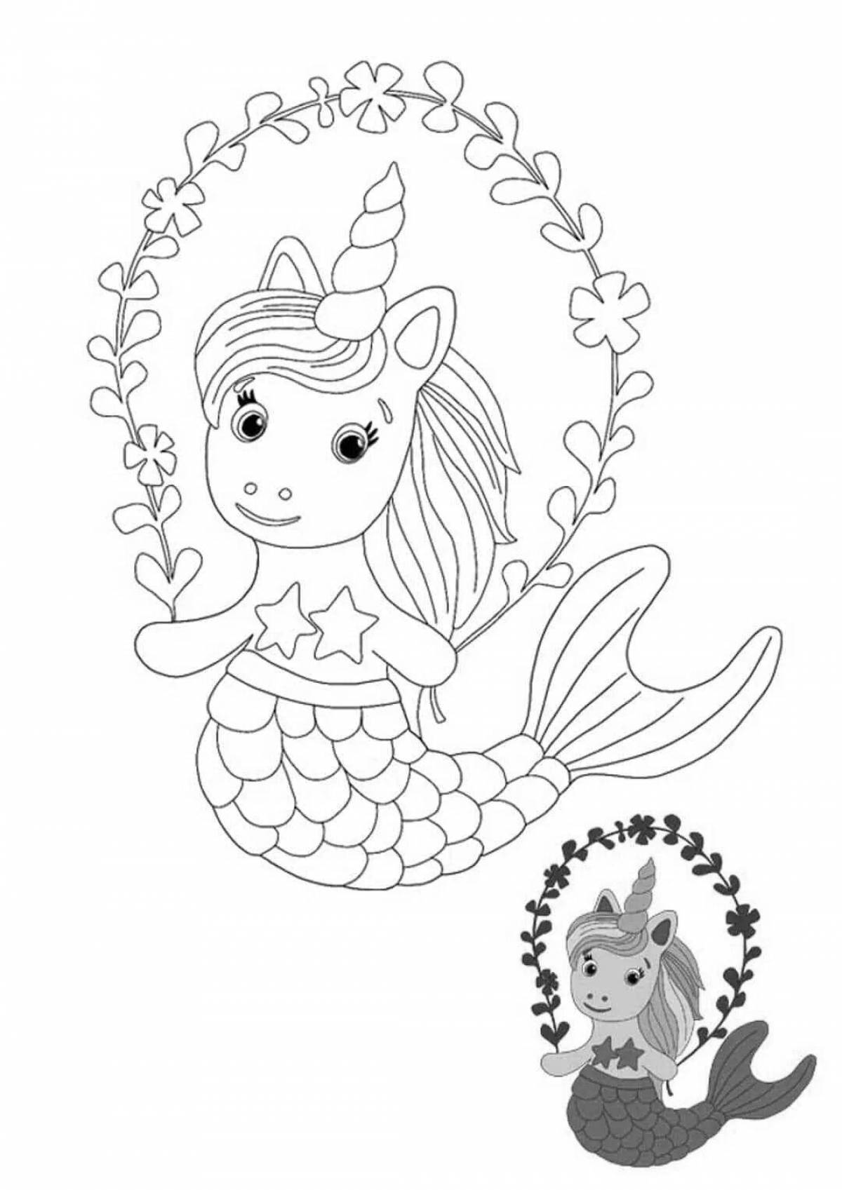 Generous coloring mermaid unicorn