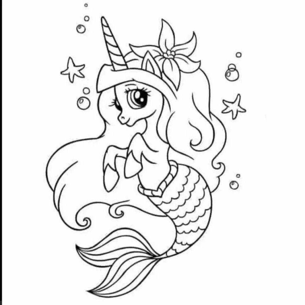 Royal coloring mermaid unicorn